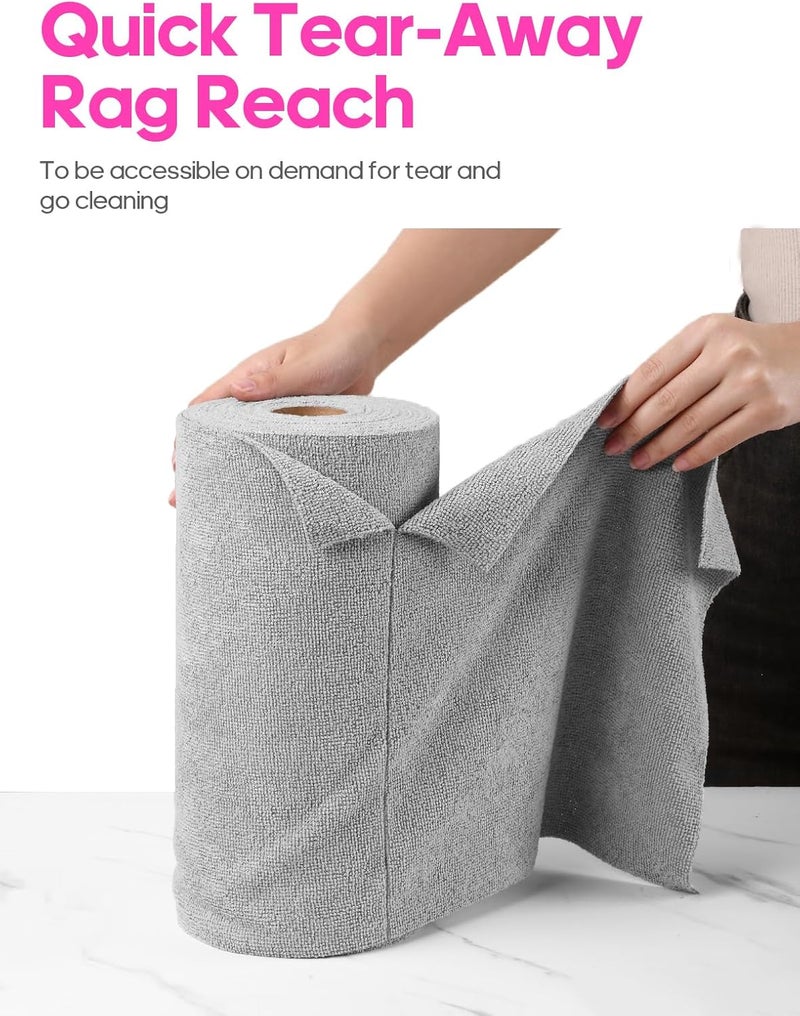 itanso Tear-A-Rag Roll -50 Pack, 12 x 12 Microfiber Cleaning Cloth, Reusable Towels for Home, auto and Shop (Grey) - Image 2
